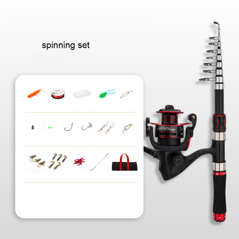 طقم صنارة صيد من ألياف الكربون - مراجعة Fishing Rod Spinning وسعره