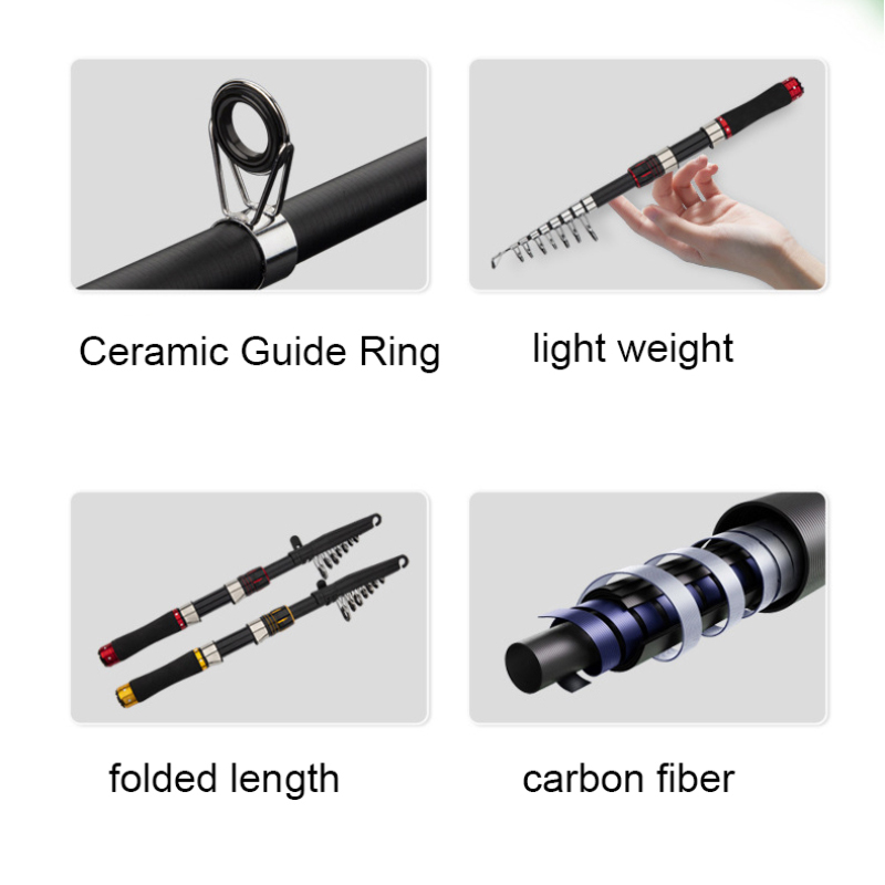 طقم صنارة صيد من ألياف الكربون - مراجعة Fishing Rod Spinning وسعره