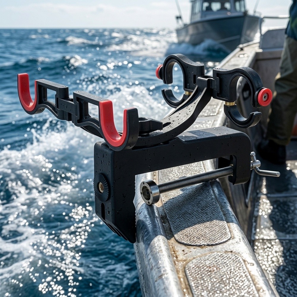 حامل صنارة صيد مزدوج الرأس للق - مراجعة Fishing Rod Boat وسعره