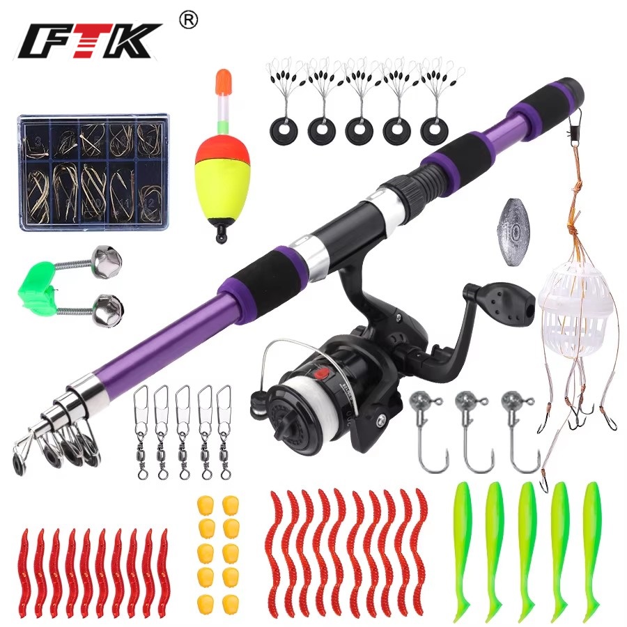 FTK 1.8M المحمولة الغزل الصيد  - مراجعة Fishing Rod Combo وسعره